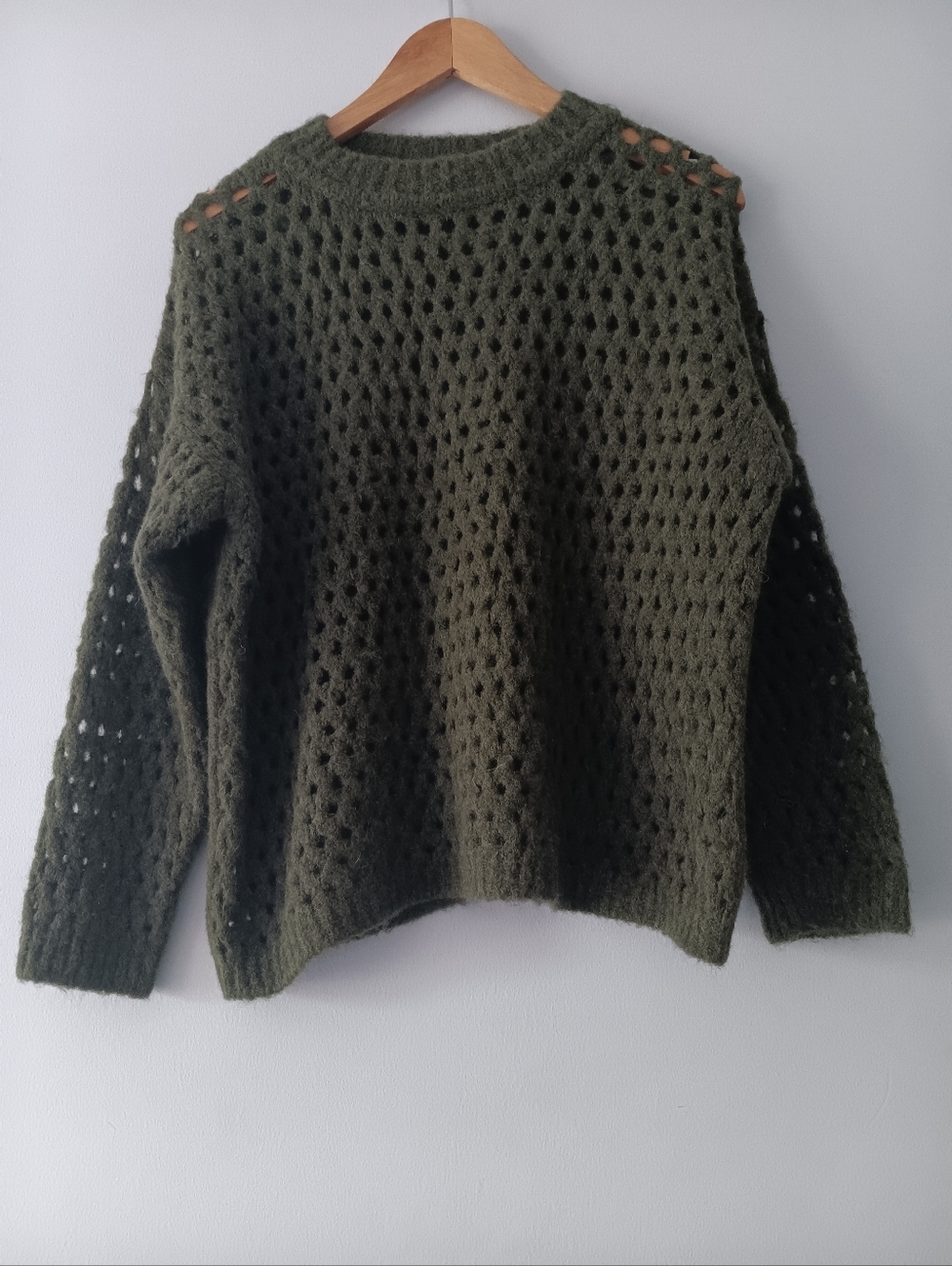 Souvenir Clubbing Green Fuzzy Open Knit Sweater Hole Knit Textured Relaxed S